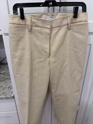 Pantalones Dolce & Gabbana Algodón Crema Poliéster Elegante Hecho en Italia Talla 46 Foto 1 de 4