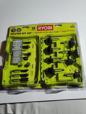 Ryobi A25R151 路由器钻头套装 15 件,1/4 英寸柄 — 第 1/4 张图片