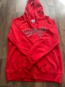 Women's Washington Nationals Zip Up Hoodie 2XL Majestic - Picture 1 of 5
