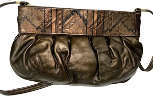 Vintage Women's Leather Soft Pouch Bag Crossbody Strap Old Money Braided Trim - Picture 1 of 6