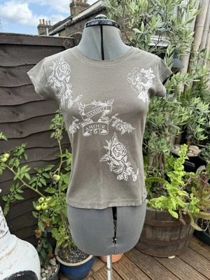 Vintage Olive Green Hamnett Amour T Shirt Sleeve Tattoo T Shirt Sz 10 - Image 1 of 4