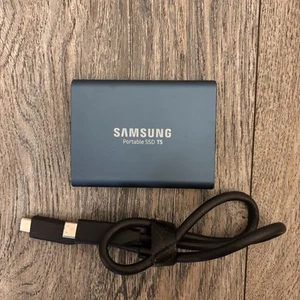 SAMSUNG T5 Portable SSD 500GB - USB C Blue (MU-PA500B) - Photo 1/6