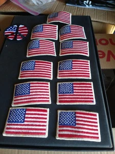 11 AMERICAN FLAG EMBROIDERED PATCH iron-on WHITE BORDER UNITED STATES SHOULDER - Picture 1 of 3