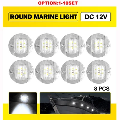 8X白色海洋圆船LED礼貌灯舱甲板船尾导航灯 — 第 1/4 张图片