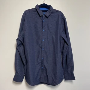 Berto Romani Langarmhemd Herren XL dunkelblau geometrisches Muster mit Knopfleiste - Bild 1 von 8