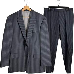 Hugo Boss Wool Pinstripe Pasolini Movie 2 Piece Suit Men's 42R Gray Formal Party - Picture 1 of 20