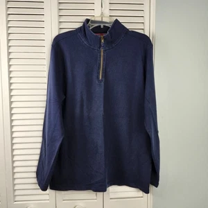 Pullover Faded Glory M blu navy 1/4 zip cotone felpa Y2K vintage casual - Foto 1 di 5