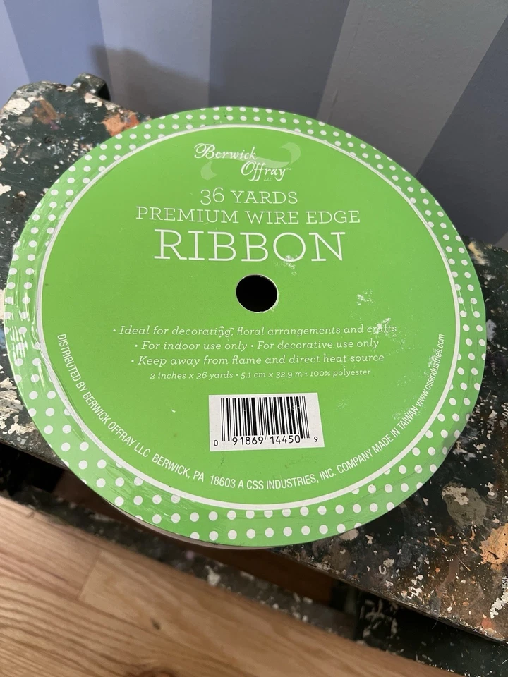 Berwick offray 36 Yards,wire Edge Ribbon, Yellow/orange decretive 2”wide Floral - Image 1 of 3