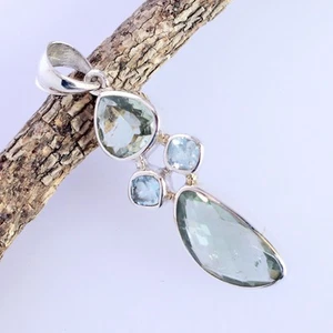 Topacio azul natural verde amatista piedras preciosas 925 plata esterlina... - Imagen 1 de 4