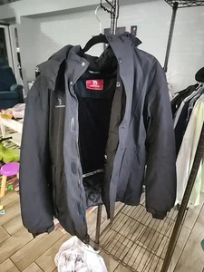 CAMEL CROWN Winter Ski Removable Hooded Jacket Men's XL  flux lined Black - Picture 1 of 4