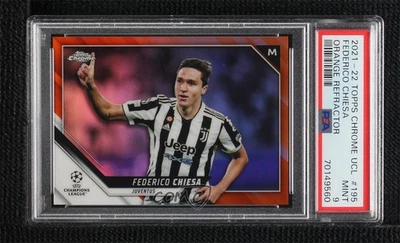 2021-22 Topps Chrome UCL Orange Refractor 15/25 Federico Chiesa #195 PSA 9 MINT - Image 1 of 3