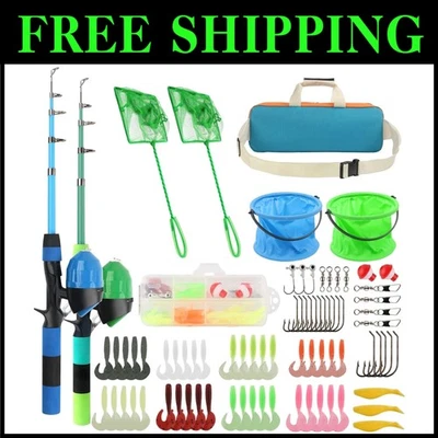 Ultralight Kids Fishing Kit with Telescopic Rods & Spincast Reel - Perfect Gift! - Image 1 of 4