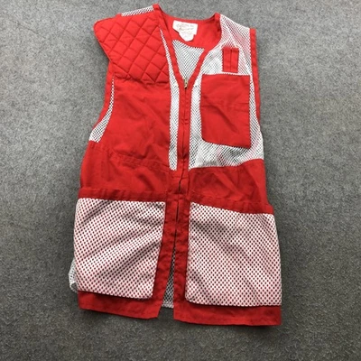Vintage Seams Inc Sportswear Shooting Vest Mens 30 Red Mesh Pockets USA Hunting - Image 1 of 4