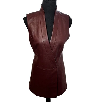 NWT BCBGMAXAZRIA Bordeaux Faux Leather Vest Dress XS Minimalist Sleek - Image 1 of 4