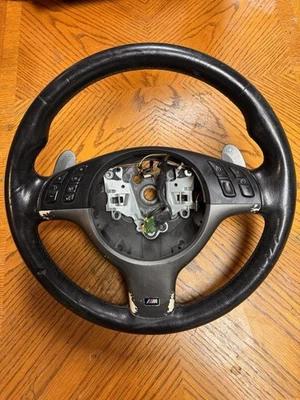 BMW E46 M3 Factory SMG Steering Wheel with Shift Paddles 2001-2006 OEM - Image 1 of 4