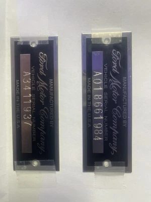 FORD SERIAL NUMBER ID TAG DATA PLATE *Stamped w/ Your Info* Stainless Steel - Image 1 of 4