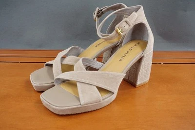 Donald Pliner Trista Zapatos Mujer 8 Marrón Gamuza Tacón Bloque Sandalias Correa al Tobillo Foto 1 de 4