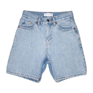 Pantalones Cortos Denim Topshop Cintura Alta Mamá Talla 6 Azul Claro Informales Años 90 Verano - Imagen 1 de 9