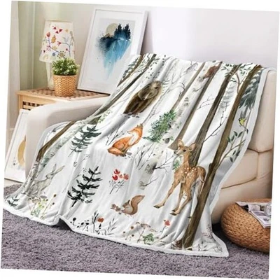 Manta de Cabaña Rústica, Oso Ciervo Campo Caza Animal Salvaje 60"X90" Foto 1 de 4