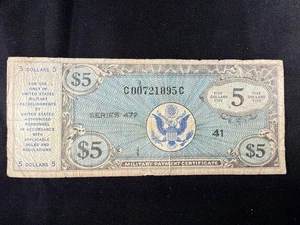 1948 U.S. 5 Dollar Military Payment Certificate Series 472  SPC1635 - Picture 1 of 2