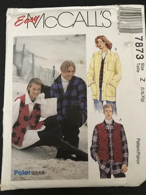 Easy McCall’s 7873 Unisex Shirt Jacket Lined Vest Pattern Size LRG XLG - Image 1 of 3