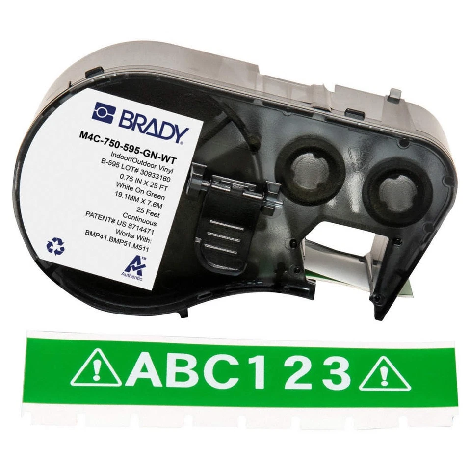 BRADY M4C-750-595-GN-WT Continuous Label Cartridge,Green,Gloss 808DJ5 - Image 1 of 1
