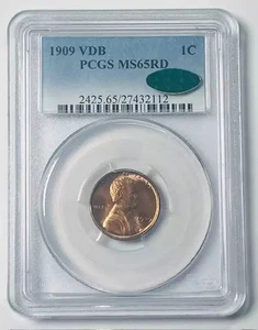 1909 VDB Small Cents Lincoln Penny PCGS MS-65 RED CAC Low CAC Population! - Picture 1 of 2