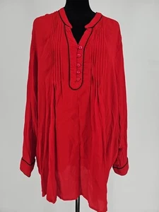 Ulla Popken Sz 32/34 Red And Black A-Line Tunic Shirt Top Rayon Art - Picture 1 of 4