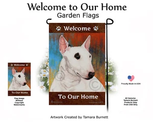Welcome Garden Flag - Mini White Bull Terrier 028C - Picture 1 of 1