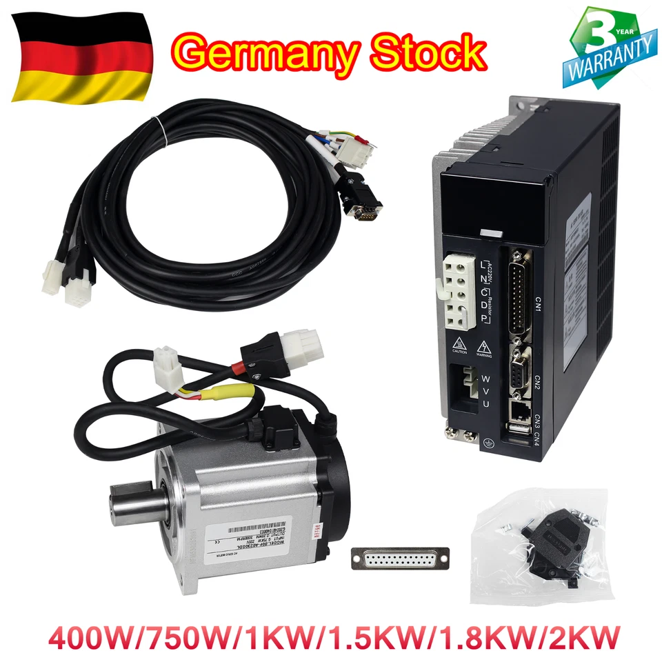 「DE」 1.8KW 2KW 1KW 1.5kw 400W 1500W 750W AC Servo Motor Kit Driver Controller - Bild 1 von 1