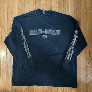 Vintage Harley Davidson USA 2000 Black Biker Retro Long Sleeve T Shirt XL - Picture 1 of 9