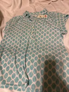 Charter club blouse size large half button down with collar, Light Pool Blue - Picture 1 of 9