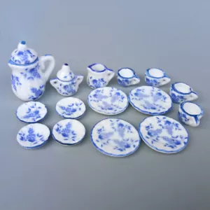 15PCS Dollhouse 1:12 Scale Miniatures Vintage Chain Set Coffee Teapot Cup Kit - Picture 1 of 3