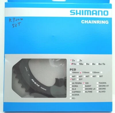 Shimano 105 FC-R7000 Chainring 52T for 52-36T, Black, 11 Spd, FC-R8000 Usable - Image 1 of 3