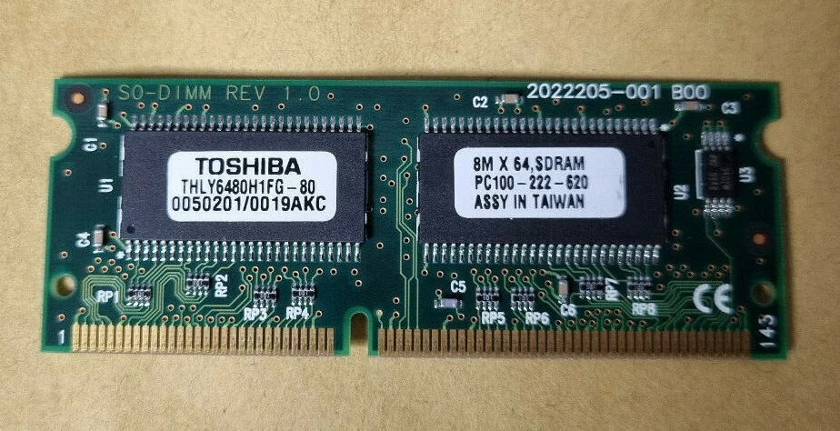 TOSHIBA THLY6480H1FG-80 64MB PC100 144PIN SODIMM  - Image 1 of 1