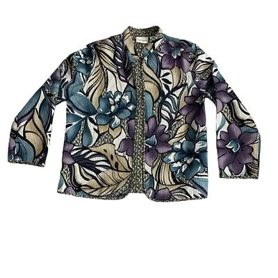 NWT Alfred Dunner Floral Pattern Long Sleeve Open Front Blazer Size 12 - Image 1 of 4