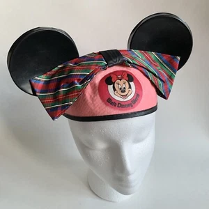 De colección Walt Disney World Minnie Mouse Rosa Fieltro Gorra Sombrero Orejas a Cuadros Moño Niñas - Imagen 1 de 7