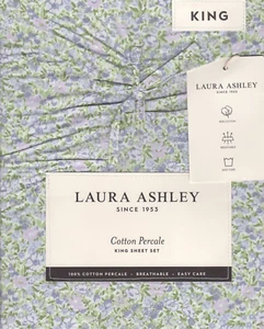 Juego de sábanas Laura Ashley King Loveston Heather 4 piezas casa de campo púrpura verde - Imagen 1 de 4