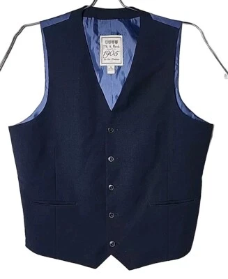 Jos A Bank 1905 Men  M Blue Wool V-Neck Button Front Classic Waistcoat Vest - Image 1 of 4