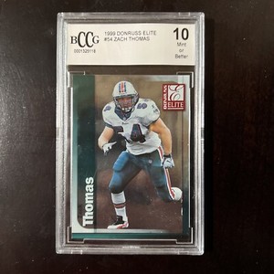 2023 Hall of Fame Zach Thomas Miami Dolphins 1999 Donruss Elite #54 Beckett 10