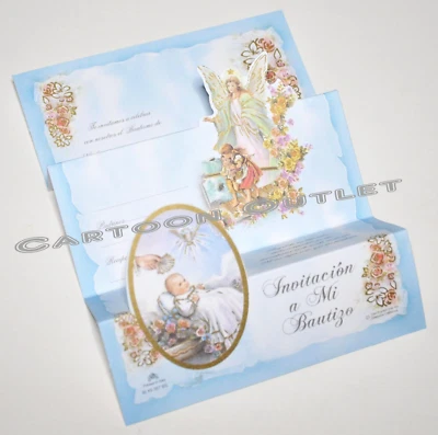 12 Invitaciones Mi Bautizo Bautismo Español Bautizo Invitaciones Favores Ángel Foto 1 de 3