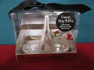 Eiffel Tower Ceramic Ring Holder Organizer White Gold Pink Tri-Coastal Design - Picture 1 of 5