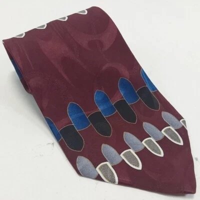 Corbata de seda para hombre Galleria and Company roja plateada negra hecha en Italia 58" Foto 1 de 3