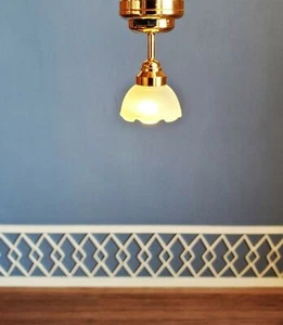 Dollhouse Miniature Battery Light Hanging Ceiling Flower Shade Lamp 1:12 Scale - Picture 1 of 4