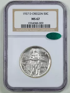 1937-D 50C Oregon Trail Commemorative Half Dollar MS67 NGC CAC 1934088-009 - Picture 1 of 4