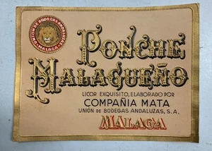 Ponche Malaguenño Licor Esquisito Eleaborado Por Compañia Mata Malaga Label - Bild 1 von 7