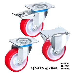 Schwerlastrollen Möbelrolle Lenkrollen Polyurethan Transportrollen 100-125mm - Bild 1 von 16