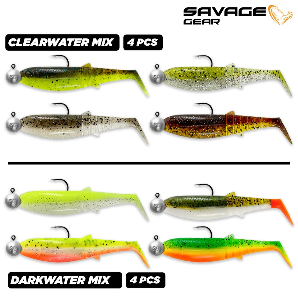 Savage Gear Cannibal Shad Lures Mix Kit -Pre jigged | 4pcs | All Colours & Sizes - Image 1 of 1