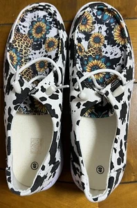 Leopard/Flower/Cow Print Slip On Shoes Size 40 - Picture 1 of 2