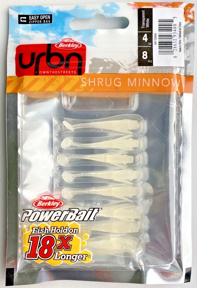 Berkley URBN Shrug Minnow 4cm Transparent White 8-Stück Gummifisch Softbait Shad - Bild 1 von 1